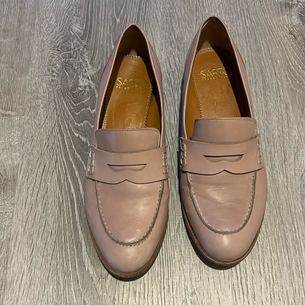 Franco Sarto Pink Leather Loafers Flats Women’s 7.5 Shoes